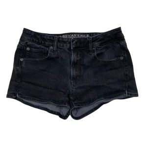 AEO Hi Rise Shortie 360 Super Stretch Black Denim Shorts Size 2